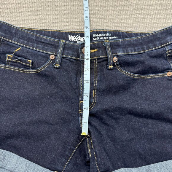 Mossimo Womens Mid-Rise Midi Denim Shorts Size 4 Blue Cuffed Hem Stretch Pockets - Picture 9 of 11